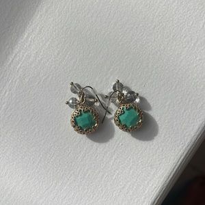 Anthropologie Turquoise and Gold Drop Earrings